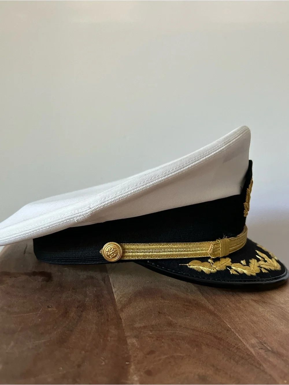 Official Bernard Snap Cap Officer’s Hat Visor White Gold Black Navy Captain